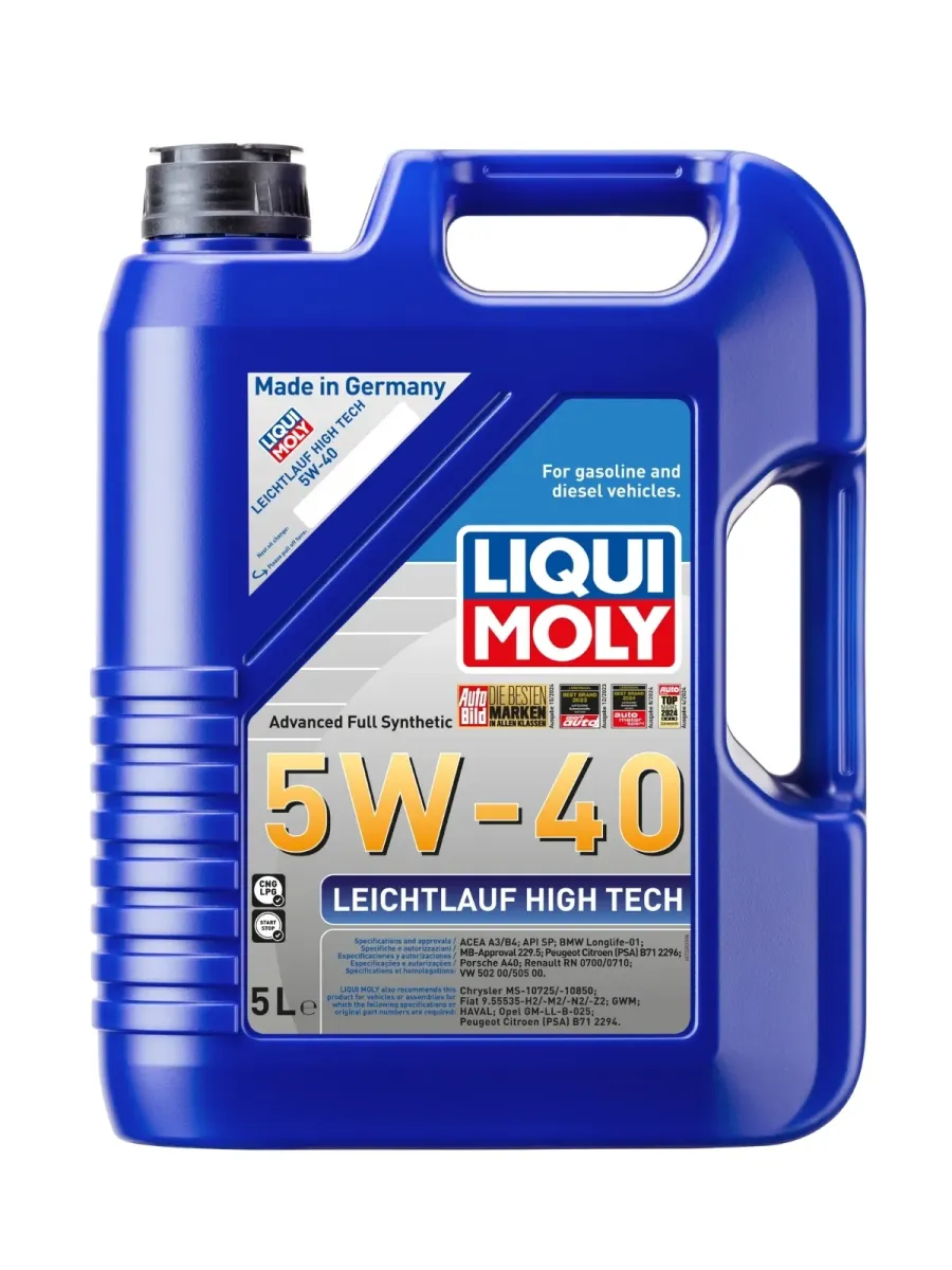Envase de 5L de aceite sintético Liqui Moly 5W-40 Leichtlauf High Tech