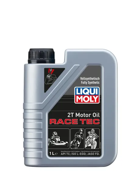 Aceite 100% sintético de base éster Liqui Moly Motor Oil Race Tec 2T 1L con homologación FIA.