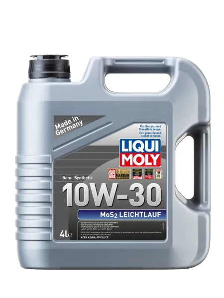 Liqui Moly MoS2 Leichtlauf SAE 10W-30 (4L). - Aceite semi-sintético alemán con aditivo protector de Molibdeno.