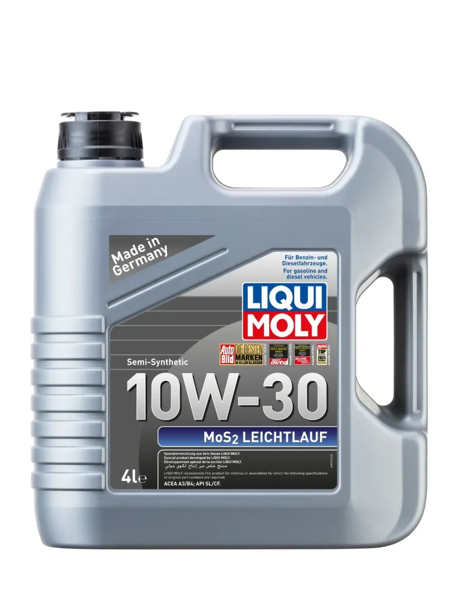 Liqui Moly MoS2 Leichtlauf SAE 10W-30 (4L). - Aceite semi-sintético alemán con aditivo protector de Molibdeno.