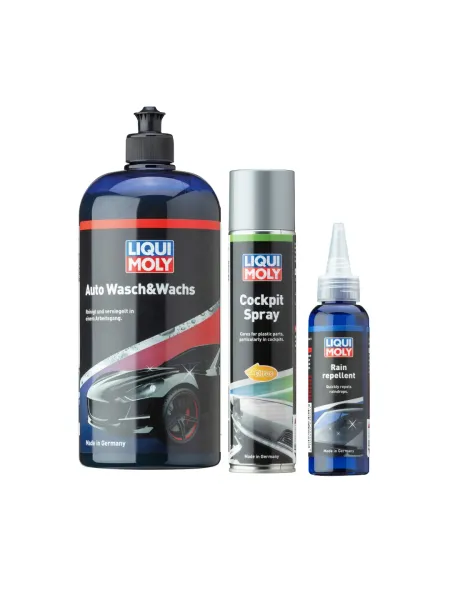 Limpiador con cera + Limpiador para tablero + Repelente de lluvia - Moly Kits | Liqui Moly Ecuador